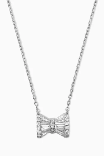 Mini Baguette Bow Diamond Necklace in 18kt White Gold