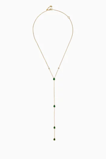 Lariat Emerald & Diamond Necklace in 18kt Gold