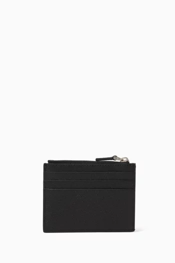 VLogo Signature Card Holder in Grainy Calfskin