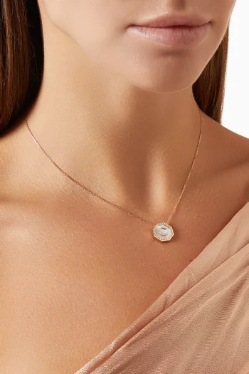 قلادة حرف تراث بدلاية حرف 'G' مرصع بالماس ذهب وردي عيار 18