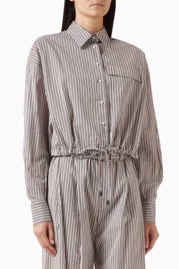 Striped Crop Shirt in Poplin