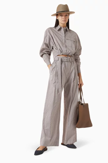 Loose Track Pants in Poplin