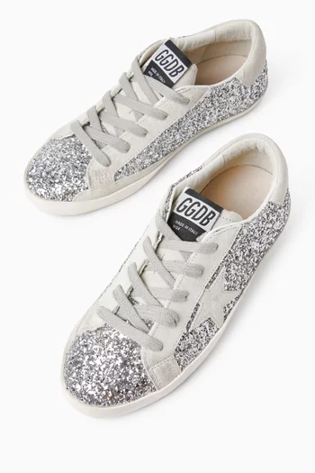Super-Star Classic Glitter Sneakers in Leather & Suede