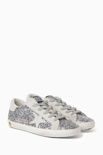 Super-Star Classic Glitter Sneakers in Leather & Suede