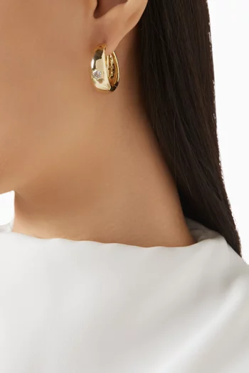 CZ Huggie Earrings in Gold-plated Brass