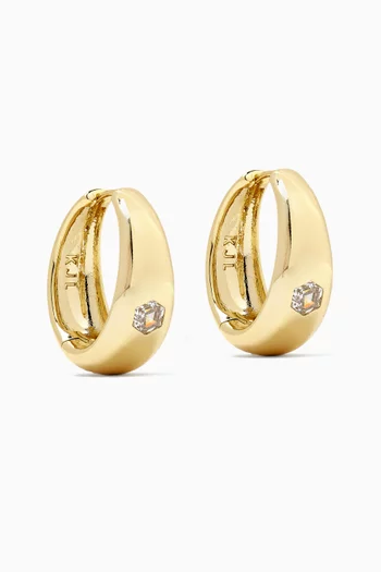 CZ Huggie Earrings in Gold-plated Brass
