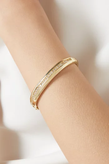 CZ Chubby Bangle in Gold-plated Brass