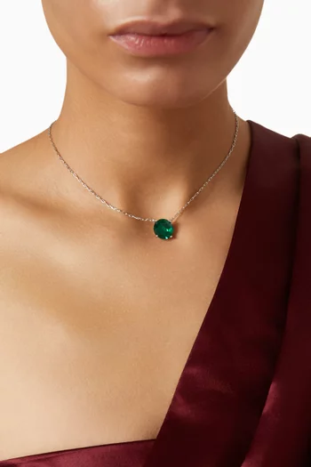 قلادة بدلاية مرصعة بحجر مستدير نحاس مطلي روديوم