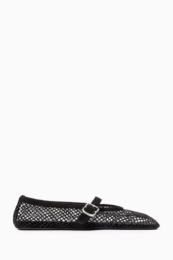 Fishnet Ballet Flats in Crystal Mesh
