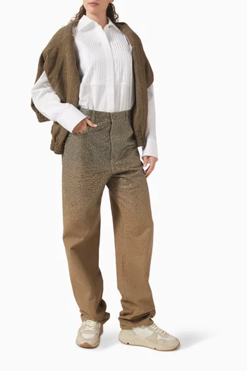 قميص بطيّات أسفل الرقبة قطن بوبلين