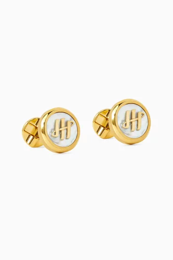 Materica Cufflinks in Mother of Pearl & Gold-plated Metal