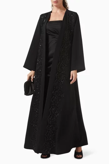 Bead Embellished Abaya in Polycrepe