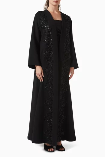 Bead Embellished Abaya in Polycrepe