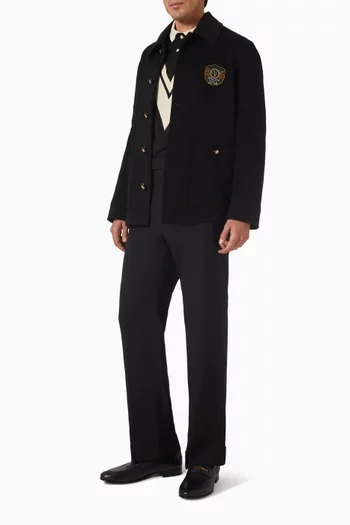 Logo Embroidered Jacket in Wool-cashmere