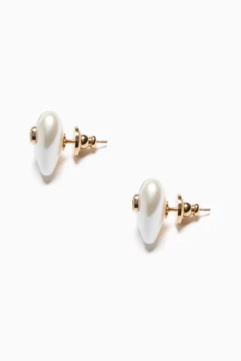 VLOGO Signature Pearl Earrings in Metal