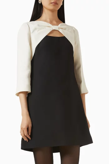 Bow Mini Dress in Crepe Couture