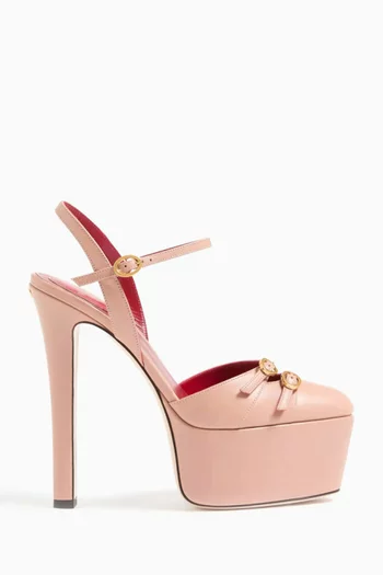 حذاء كلاسيك كراشر بنعل سميك وكعب 145 مم جلد جدي