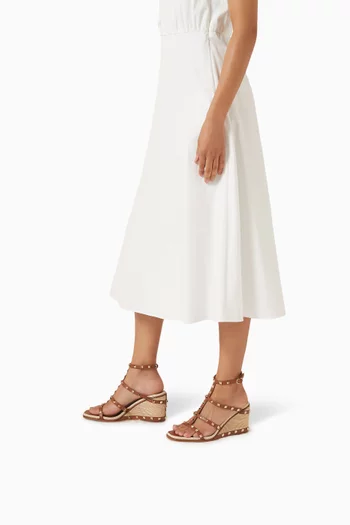 Rockstud 80 Wedges in Raffia & Leather