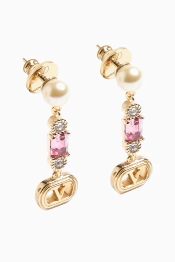 Ovalette Pearl & Swarovski® Crystals Earrings in Metal