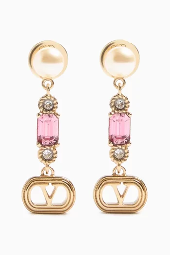 Ovalette Pearl & Swarovski® Crystals Earrings in Metal