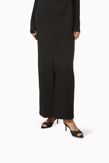 حذاء لينا مفتوح من الخلف مزين بالكريستال وكعب 70 مم قماش شبكي