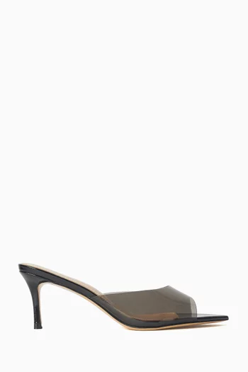 حذاء سيزي مفتوح من الخلف بكعب 70 مم جلد لامع وكلوريد متعدد الفينيل