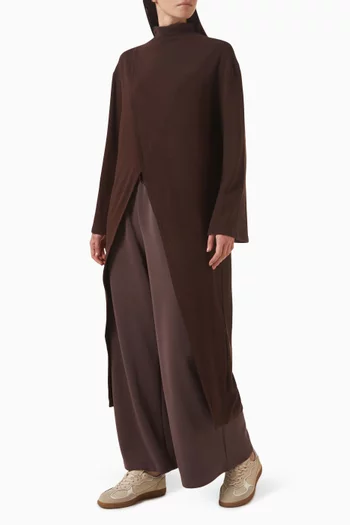 فستان بفتحة مزينة بحياكة