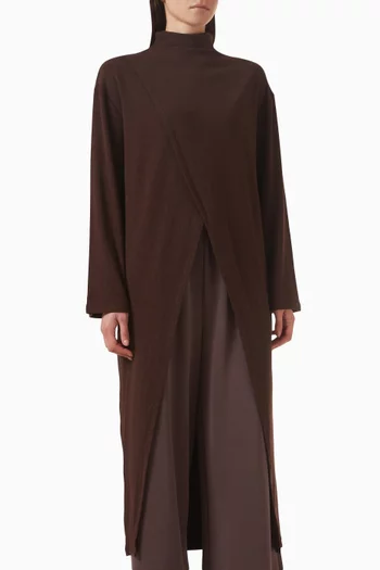 فستان بفتحة مزينة بحياكة