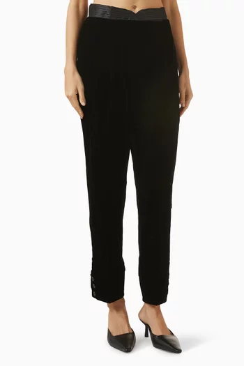 Tapered-leg Pants in Velvet
