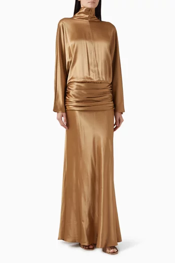 Ruched Dress in Mulberry Silk