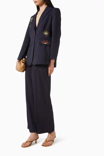 Taylor Pinstripe Blazer in Crepe