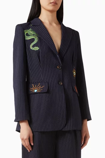 Taylor Pinstripe Blazer in Crepe