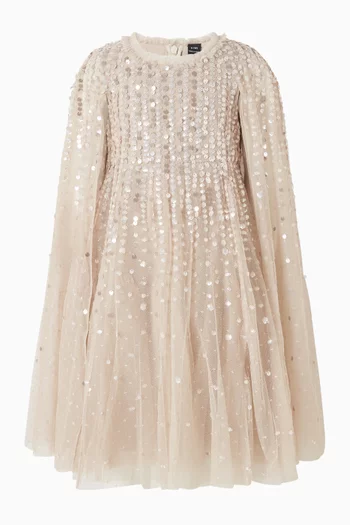 Moonlight Sequin Cape Dress