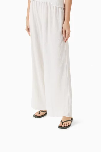 Square Toe Lily Flip-Flops in Croc-embossed Leather