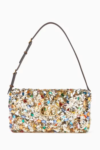 حقيبة كتف ديفين صغيرة ستان مطرز