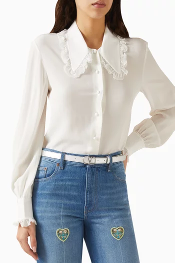 VLogo Signature Belt in Laminated Calfskin