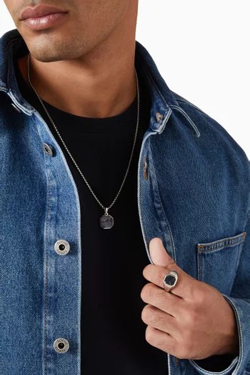 Faceted Pietersite Stone Amulet Pendant in Sterling Silver, 16mm