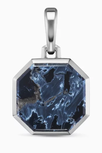 Faceted Pietersite Stone Amulet Pendant in Sterling Silver, 16mm