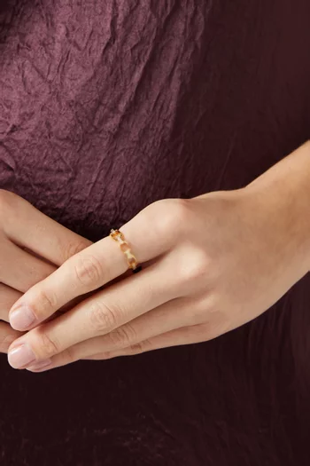 خاتم جولدن بتصميم سلسلة بحلقات نحاس مطلي بلون ذهبي