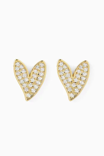 Heart Stud Earrings in Gold-plated Brass