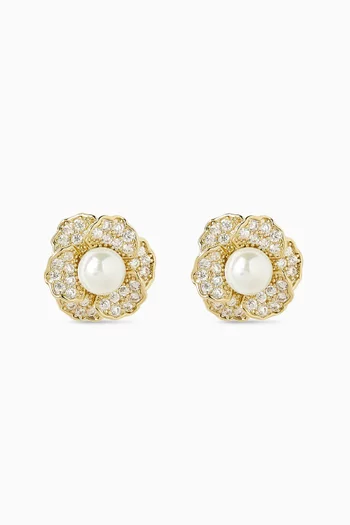 Flower Pearl Stud Earrings
