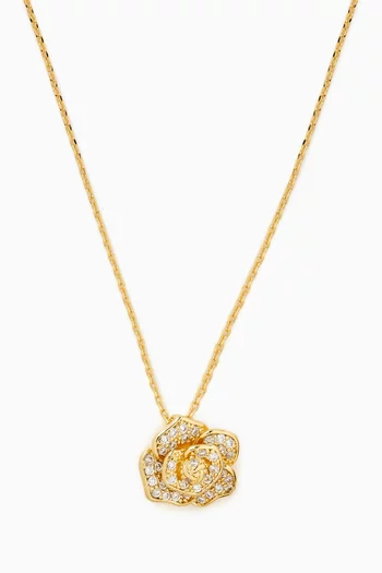 Flower Pendant Necklace in Gold-plated Brass