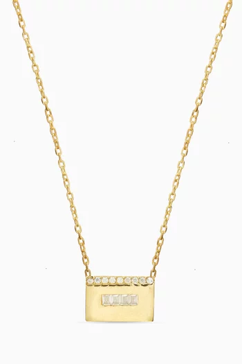 Crystal Pendant Plaque Necklace in Gold Vermeil