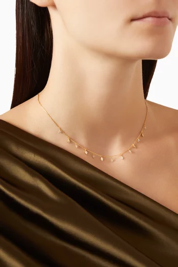 Crystal Charm Drop Choker in Gold Vermeil