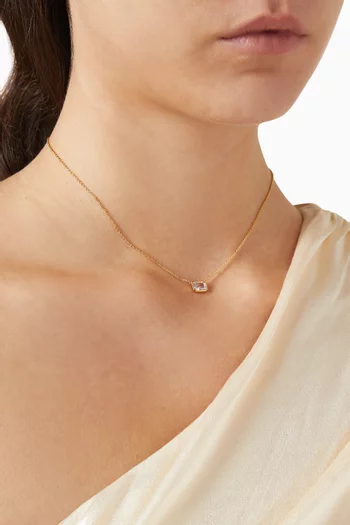 Stone Pendant Necklace in Gold-plated Brass