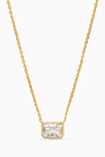 Stone Pendant Necklace in Gold-plated Brass