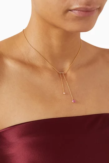 Two-stone Strand Drop Necklace in Gold-plated Brass
