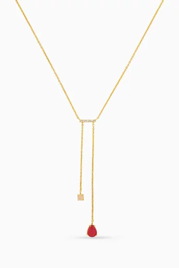 Two-stone Strand Drop Necklace in Gold-plated Brass