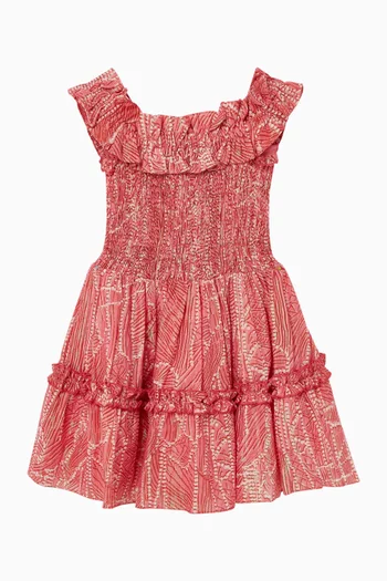 فستان قصير أمبر قطن لامع