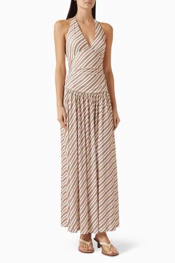 Orielle Striped Halter Maxi Dress